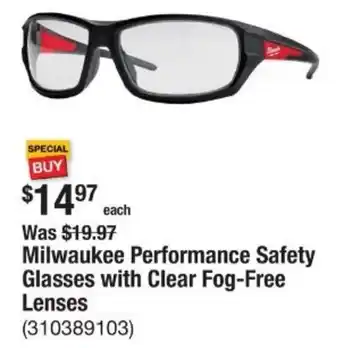 The Home Depot Milwaukee Performance Safety Glasses with Clear Fog-Free Lenses offer