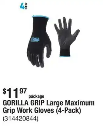 The Home Depot GORILLA GRIP Large Maximum Grip Work Gloves offer