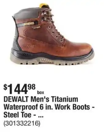 The Home Depot DEWALT Men's Titanium Waterproof 6 in. Work Boots - Steel Toe offer