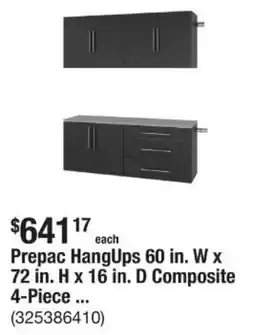 The Home Depot Prepac HangUps 60 in. W x 72 in. H x 16 in. D Composite 4-Piece offer