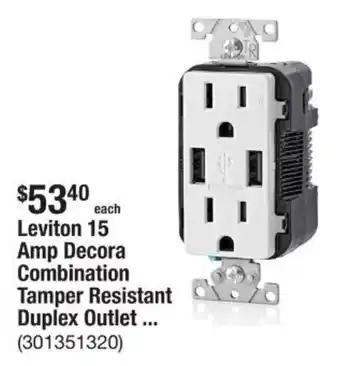 The Home Depot Leviton 15 Amp Decora Combination Tamper Resistant Duplex Outlet offer