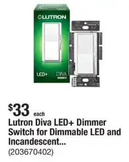 The Home Depot Lutron Diva LED+ Dimmer Switch for Dimmable LED and Incandescent offer