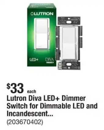 The Home Depot Lutron Diva LED+ Dimmer Switch for Dimmable LED and Incandescent offer