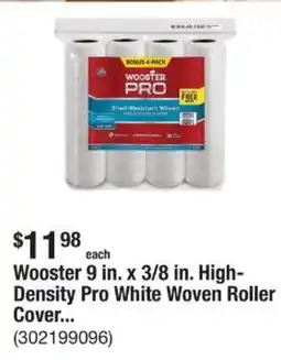 The Home Depot Wooster 9 in. x 3/8 in. High- Density Pro White Woven Roller Cover offer