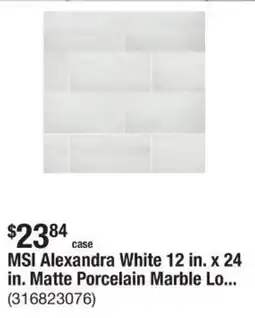 The Home Depot MSI Alexandra White 12 in. x 24 in. Matte Porcelain Marble offer