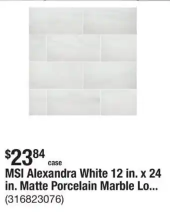 The Home Depot MSI Alexandra White 12 in. x 24 in. Matte Porcelain Marble offer