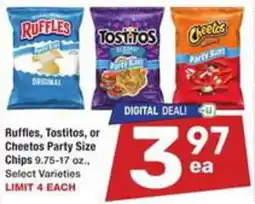 Albertsons Ruffles and Tostitos or Cheetos Party Size Chips offer