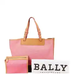 Walmart Pre-Owned BALLY Tote Bag Shoulder Pink Brown Canvas Leather Rubber Women's (Good) offer