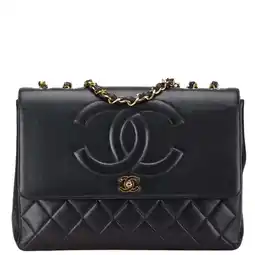 Walmart Pre-Owned Chanel Matelasse Coco Mark Chain Shoulder Bag Handbag Black Lambskin... (Good) offer