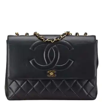 Walmart Pre-Owned Chanel Matelasse Coco Mark Chain Shoulder Bag Handbag Black Lambskin... (Good) offer