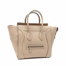 Walmart Pre-Owned Celine Tote Bag Luggage Shopper Women's Beige Leather (Good) offer