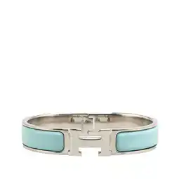 Walmart Pre-Owned Hermes Click-Clack H PM Bangle Silver Light Blue Metal Women's HERMES (Good) offer