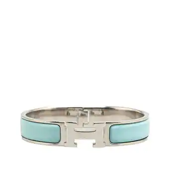 Walmart Pre-Owned Hermes Click-Clack H PM Bangle Silver Light Blue Metal Women's HERMES (Good) offer