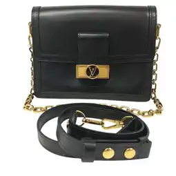 Walmart Pre-Owned LOUIS VUITTON M55821 Dauphine MM LV Lock Shoulder Bag Black Women's (Good) offer