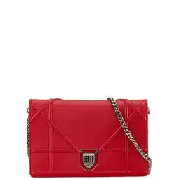 Walmart Pre-Owned Christian Dior Dior Diorama Chain Shoulder Bag Red Leather Women's (Good) offer