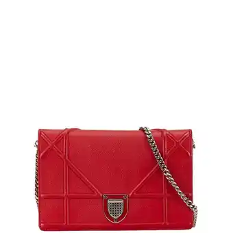 Walmart Pre-Owned Christian Dior Dior Diorama Chain Shoulder Bag Red Leather Women's (Good) offer