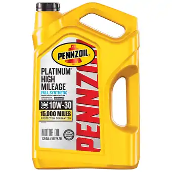 Walmart Pennzoil Platinum High Mileage Full Synthetic 10W-30 Motor Oil, 5 Quart offer