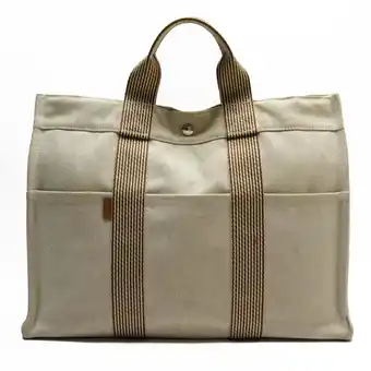 Walmart Pre-Owned Hermes HERMES Handbag Tote Bag Foule MM Canvas Beige Men's Women's t19538a (Good) offer