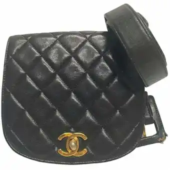 Walmart Pre-Owned CHANEL Matelasse Black Lambskin Bag Waist Pouch for Women (Good) offer