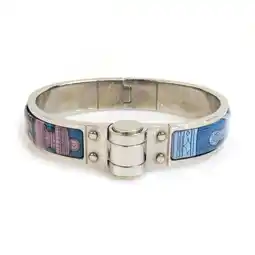 Walmart Pre-Owned Hermes HERMES Bangle Bracelet Charnier Metal Enamel Silver Blue Pink... (Good) offer