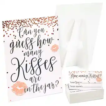 Walmart Guess How Many Kisses Bridal Shower Game for 60 Guests for Wedding (1 Rule Board, 60 Guessing Cards) offer