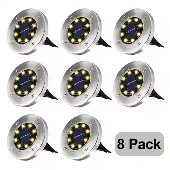 Walmart Rirool Solar Ground Lights, 8 LED Outdoor Waterproof Garden Pathway Lighting - Warm White 8 Pack offer