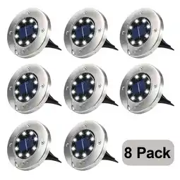 Walmart Rirool Solar Ground Lights, 8 LED Outdoor Waterproof Garden Pathway Lighting - Cool White 8 Pack offer