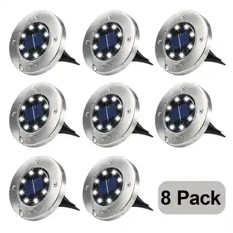 Walmart Rirool Solar Ground Lights, 8 LED Outdoor Waterproof Garden Pathway Lighting - Cool White 8 Pack offer