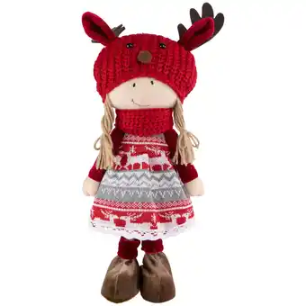 Walmart Northlight Nordic Girl with Moose Antler Hat Christmas Figure - 17 - Red and White offer