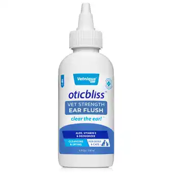 Walmart Vetnique Labs Oticbliss Vet Strength Cleansing Ear Flush, for Dogs and Cats, 4 oz offer