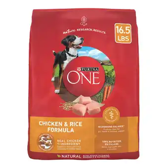 Walmart Purina One Dry Dog Food for Adult Dogs High Protein, Real Chicken & Rice, 16.5 lb Bag offer