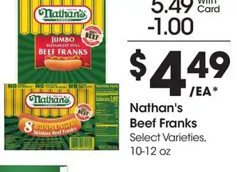 Ralphs Nathan's Beef Franks offer