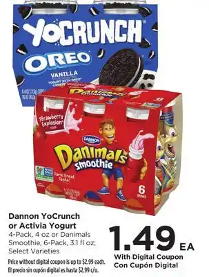 Food 4 Less Dannon YoCrunch or Activia Yogurt offer