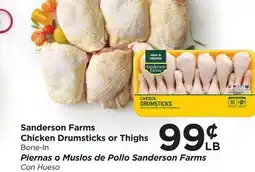 Food 4 Less Sanderson Farms Chicken Drumsticks or Thighs offer