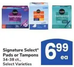 Albertsons Signature Select Pads or Tampons offer