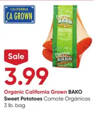 Stater Bros Organic California Grown BAKO Sweet Potatoes offer