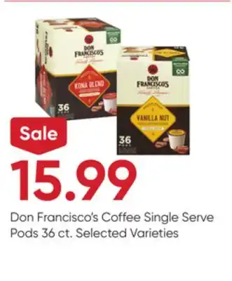 Stater Bros Don Francisco's Coffee Single Serve Pods offer