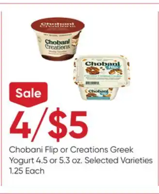 Stater Bros Chobani Flip or Creations Greek Yogurt offer