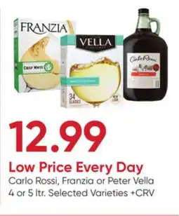 Stater Bros Carlo Rossi, Franzia or Peter Vella offer