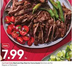 Stater Bros Beef Loin Flap Meat for Carne Asada Ranchera offer