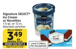 Vons Signature SELECT Ice Cream or Novelties offer