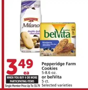 Vons Pepperidge Farm Cookies 5-8.6 oz. or belVita 5 ct offer