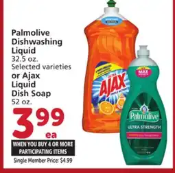 Vons Palmolive Dishwashing Liquid 32.5 oz. Selected varieties or Ajax Liquid Dish Soap 52 oz offer