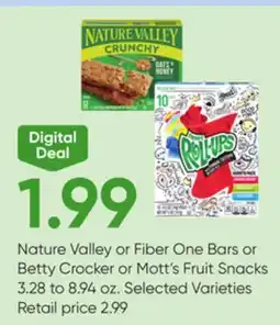 Stater Bros Nature Valley or Fiber One Bars or Betty Crocker or Mott's Fruit Snacks offer