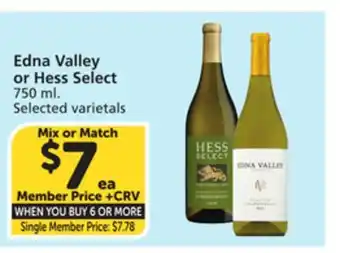 Vons Edna Valley or Hess Select offer