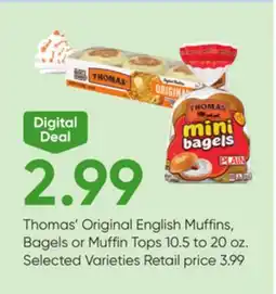 Stater Bros Thomas' Original English Muffins, Bagels or Muffin Tops offer