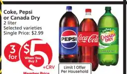 Vons Coke, Pepsi or Canada Dry offer