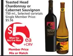 Vons Toasted Head Chardonnay or Cabernet Sauvignon offer