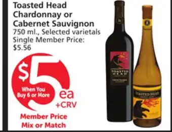 Vons Toasted Head Chardonnay or Cabernet Sauvignon offer