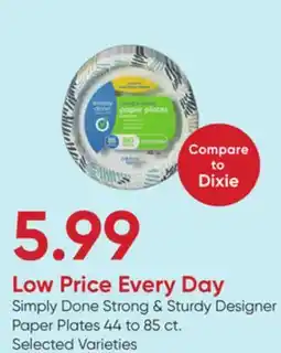 Stater Bros Simply Done Strong & Sturdy Designer Paper Plates offer